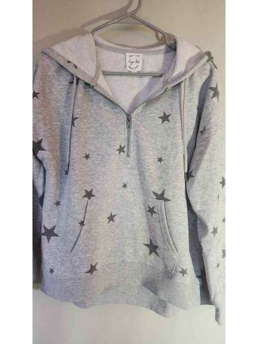 Hippie Rose Star Print Quarter-Zip Hoodie, Size S No tears or stains